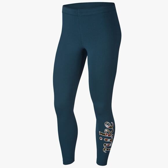 Nike XL Sportswear Femme Leggings 7/8 Length Blue Floral Leg Logo CU5342-058 - Picture 1 of 14
